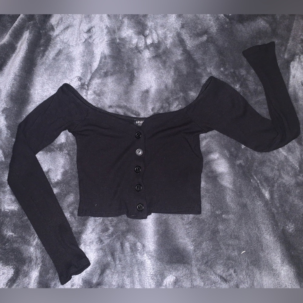Black off shoulder crop top